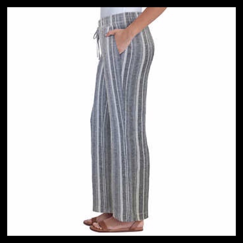 Briggs New York Linen Blend Pants Blue Stripe - Picture 3 of 5